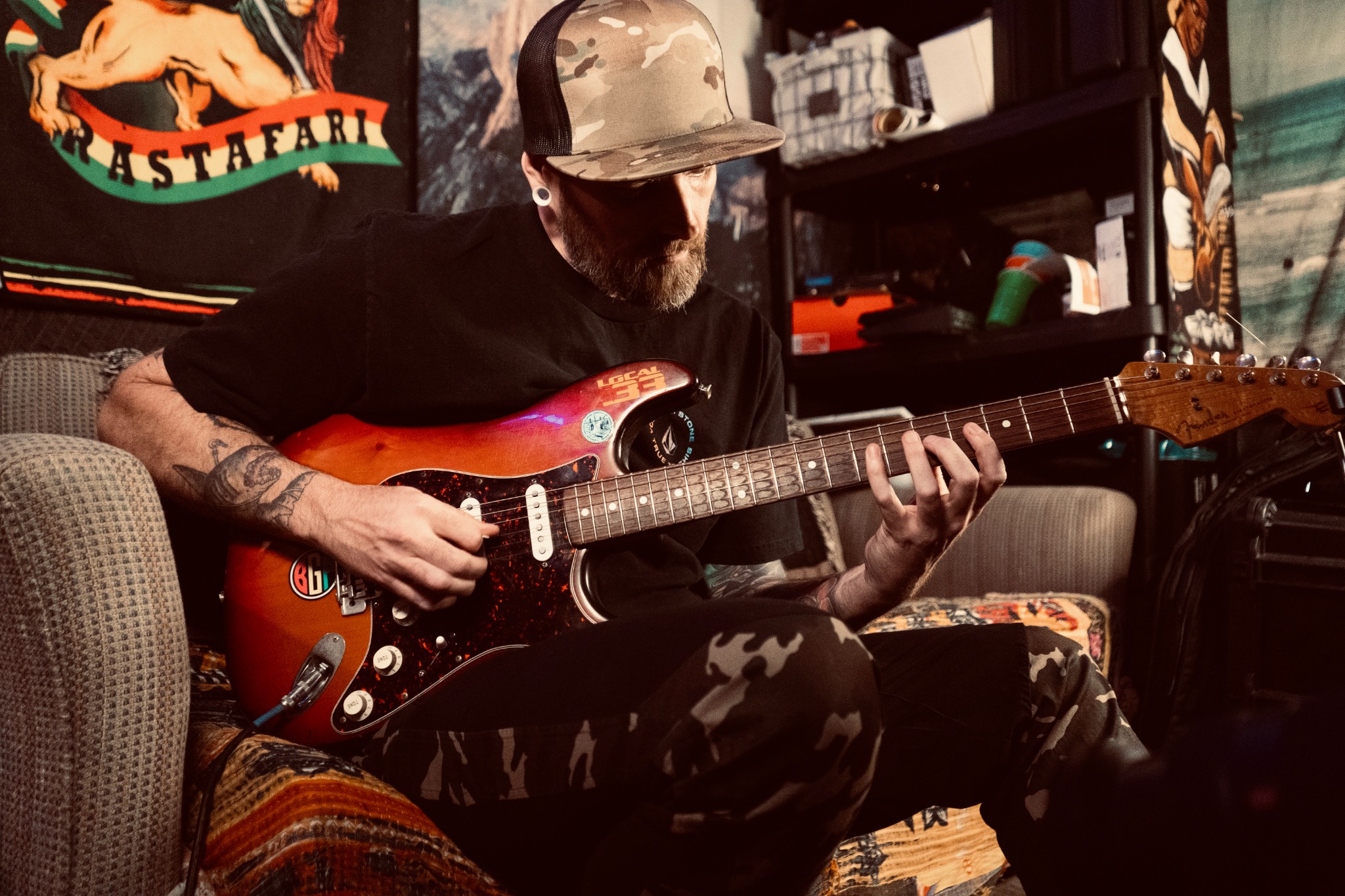 Big G playing electric guitar